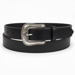 Black Leather Men's Western Belt Buckle