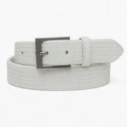 White Men's Buckle Woven Belt