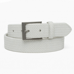 White Men's Buckle Woven Belt