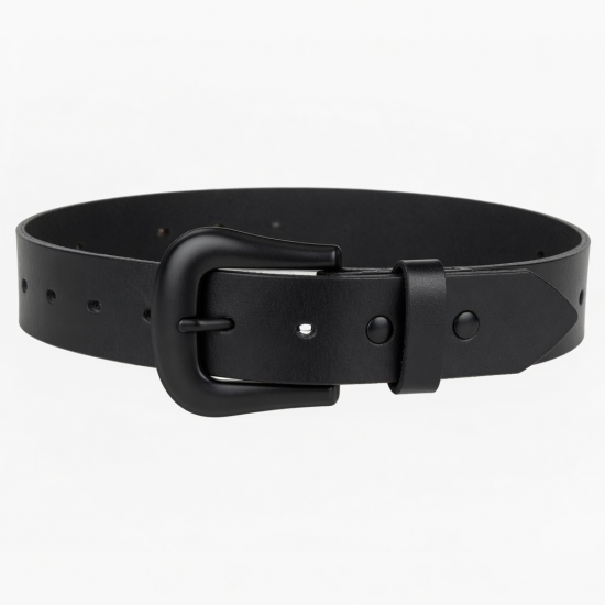 Belt Western Leather Black Buckle
