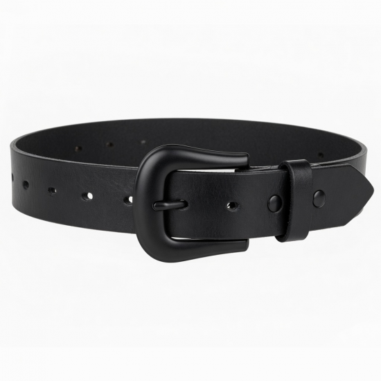 Belt Western Leather Black Buckle