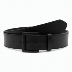 Women's Black Stretch Wide Leather Wide Belt Buckle