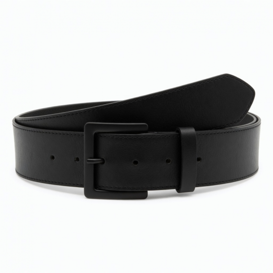 Women's Black Stretch Wide Leather Wide Belt Buckle