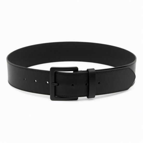 Women's Black Stretch Wide Leather Wide Belt Buckle