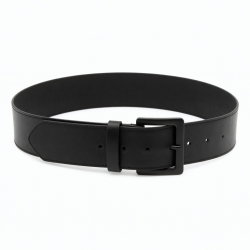 Women's Black Stretch Wide Leather Wide Belt Buckle