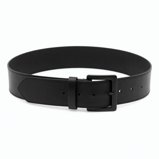 Women's Black Stretch Wide Leather Wide Belt Buckle