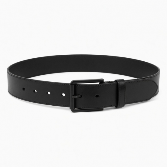 Wide Black Leather Belt Women's