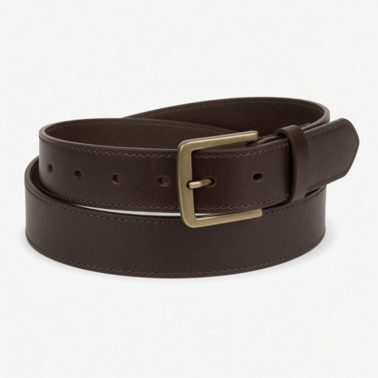 Leather Belt Coffee Buckle