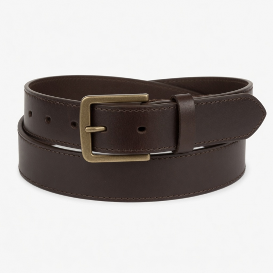 Leather Belt Coffee Buckle