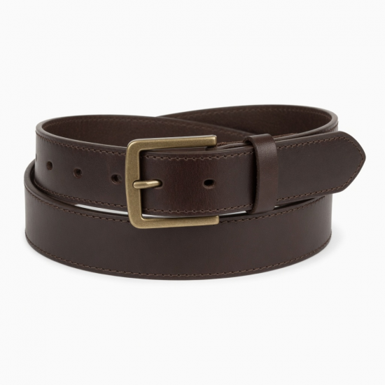 Leather Belt Coffee Buckle