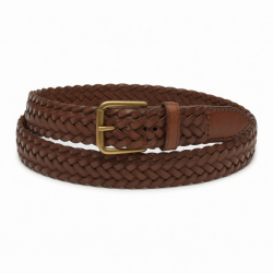 Vintage Brown Braided Woven Leather Belt