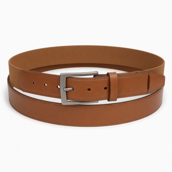 Leather Elastic Tan Unisex Belt