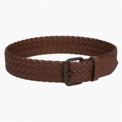 Wide Waist Belt Women's Brown Leather Woven Braided