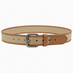 Canvas Leather Belt Beige 0736