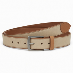 Canvas Leather Belt Beige