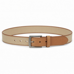 Canvas Leather Belt Beige