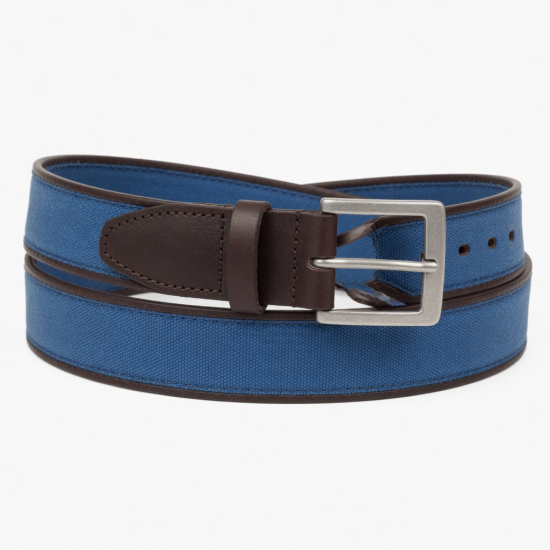 Belt Men's Blue Canvas Leather Buckle