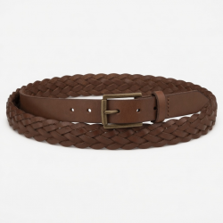 Belt Women's Brown Leather Braided Buckle