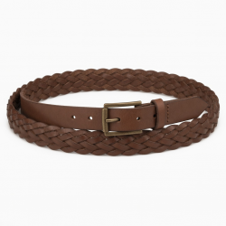 Belt Women's Brown Leather Braided Buckle