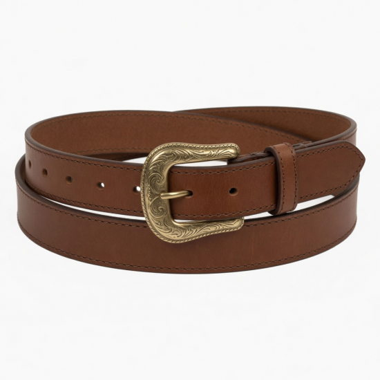 Women's Brown Leather Belt Buckle Western