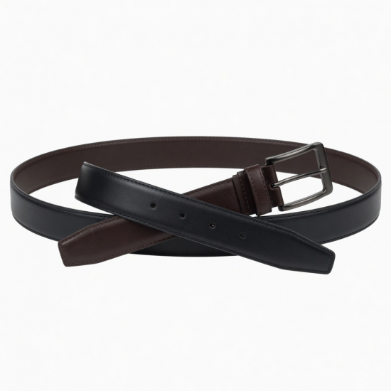 Men's Reversible Belt Black Brown Buckle