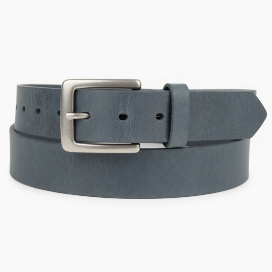 Western Leather Belt Gray Blue