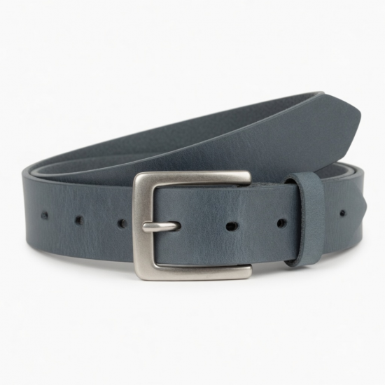 Western Leather Belt Gray Blue