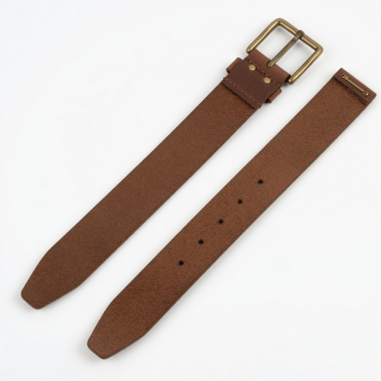 Men's Leather Belt Brown Buckle Vintage